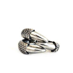 vintage-inspired dark gothic antique silver talon bird claw cuff clamp bracelet